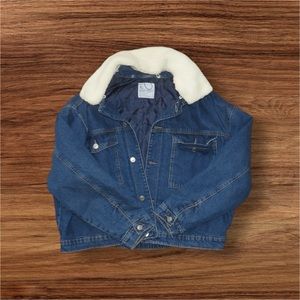 Denim Jacket with Faux Fur Collar